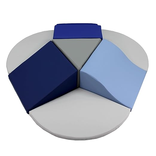 Factory Direct Partners 13800-NVPB SoftScape Toddler Playtime Junction 360 Climber Plus Side Pads, Indoor Active Play Structure for Toddlers, Kids; Safe Soft Foam (7-Pc)- Navy/Powder Blue