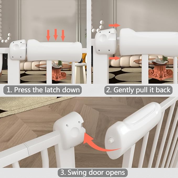 Fairy Baby Easy Step Safety Gates for Doorways Extra Wide Pet Gate for Dogs, 43.5 Inch to 48 Inch with Pressure Mounted Extention Kit, White