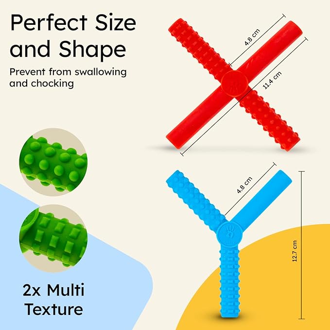 Gafly X’s and Y’s - 5 Pack Sensory Chew Toys for Autistic Children - Chewy Sticks for Sensory Kids - Autism Chew Toys for Toddlers & Kids - BPA-Free Silicone Chew Tubes for Sensory Needs