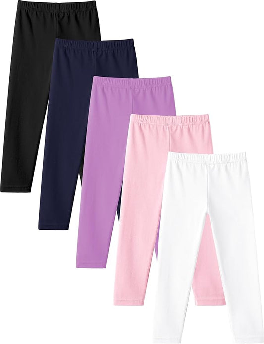Witwot 5 Pack Toddler Leggings Baby Girl Cotton Pants Toddler Girls Clothes Size 18M-5T