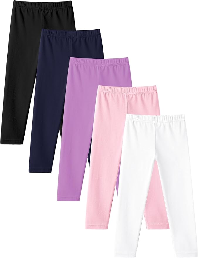 Witwot 5 Pack Toddler Leggings Baby Girl Cotton Pants Toddler Girls Clothes Size 18M-5T