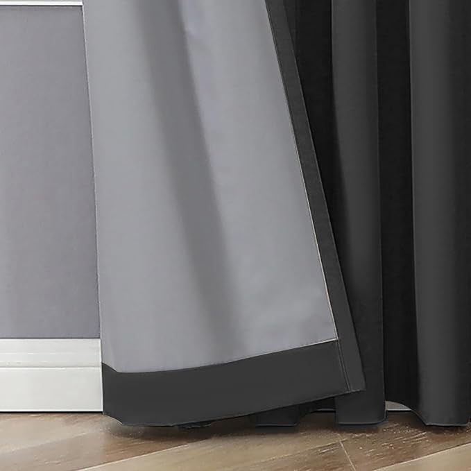 Joydeco 100% Blackout Curtains 108 inches Long for Bedroom Living Room - 2 Panels Set Burg Room Darkening Black Out Curtains for Bedroom Windows, Back tab Rod Pocket(52x108 inch,Black)