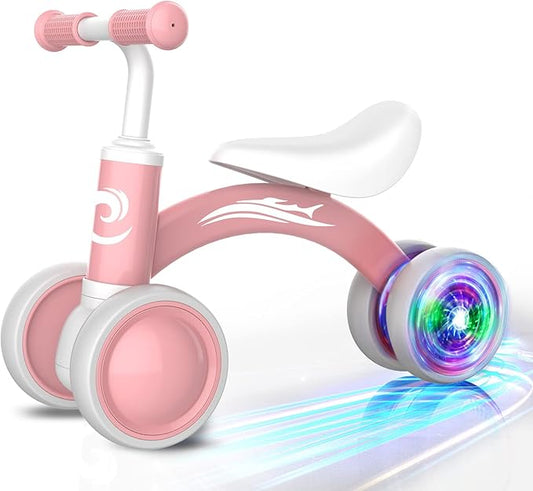 Colorful Lighting Baby Balance Bike Toys for 1 Year Old Girl Gifts, 10-36 Month Toddler Balance Bike, No Pedal 4 Silence Wheels & Soft Seat Pre-School First Riding on Toys, 1st Birthday Gifts.