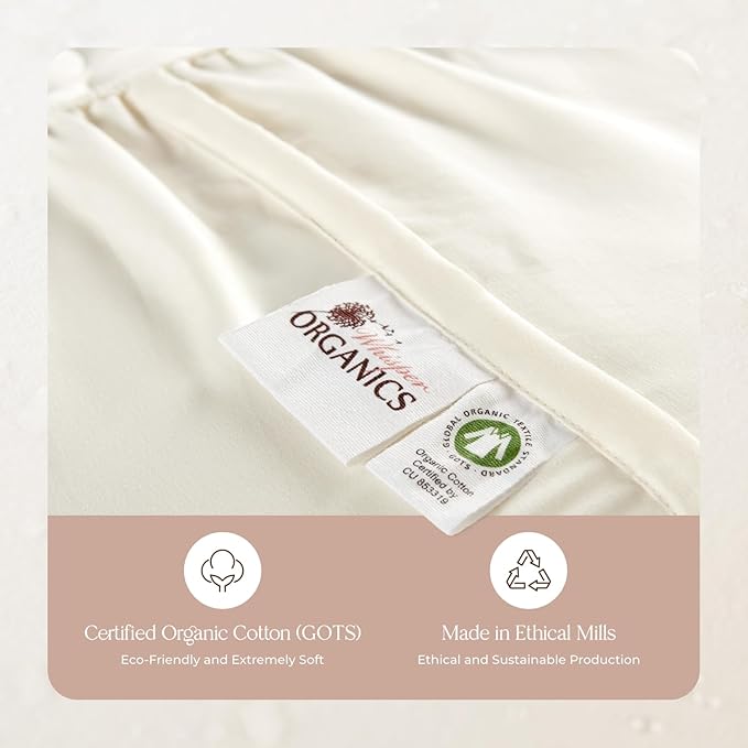 Organic Waterproof Mattress Protector Queen Size - 100% Waterproof Mattress Pad with Extra Soft Quiet & Breathable Triple Layer Protection - GOTS Certified Machine Washable Deep Pocket Design (Queen)