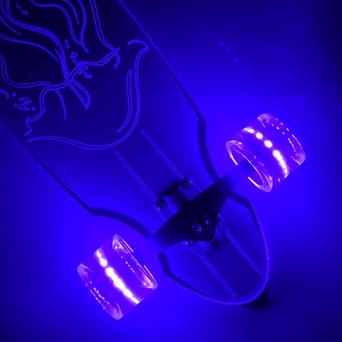 Clear Longboard Skateboard - Transparent Acrylic Long Boards with Light-Up LED Wheels for Smooth Rides - Ride The Streets in Style with Longboard Built for Beginners & Pros Alike