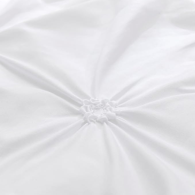 PINNKKU 3-Piece Crib Bedding Set for Boy Girls, Includes Crib Skirt, Blanket and Sheet, Baby Bedding, Pintuck Pinch Pleat White