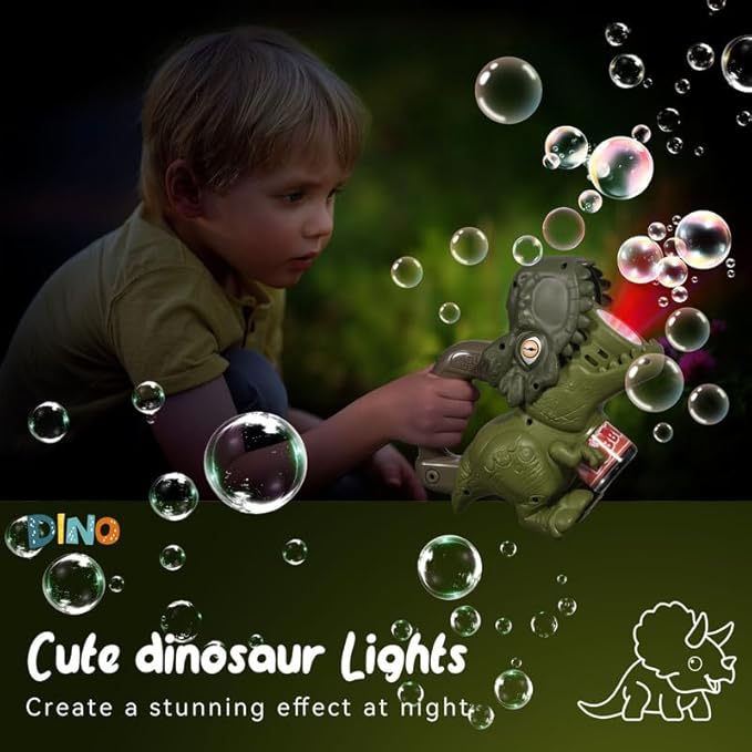 Dinosaur Bubble Machine with Colorful Lighting for Kids Automatic Handheld Dinosaur Bubble Toy 20000+ Big Bubbles Per Minute Bubbles Toy for Outdoor Parties Yard Fun Kids Gift Tyrannosaurus Brown