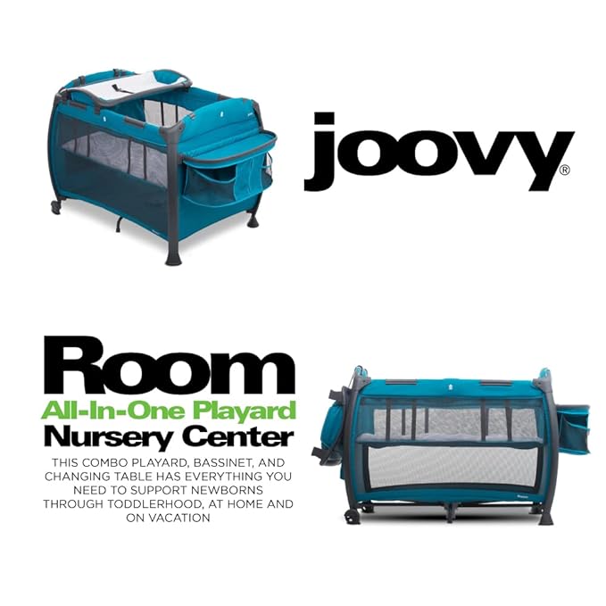Joovy Room-Playard, Nursery Center, Bassinet, Changing-Table, Turquoise