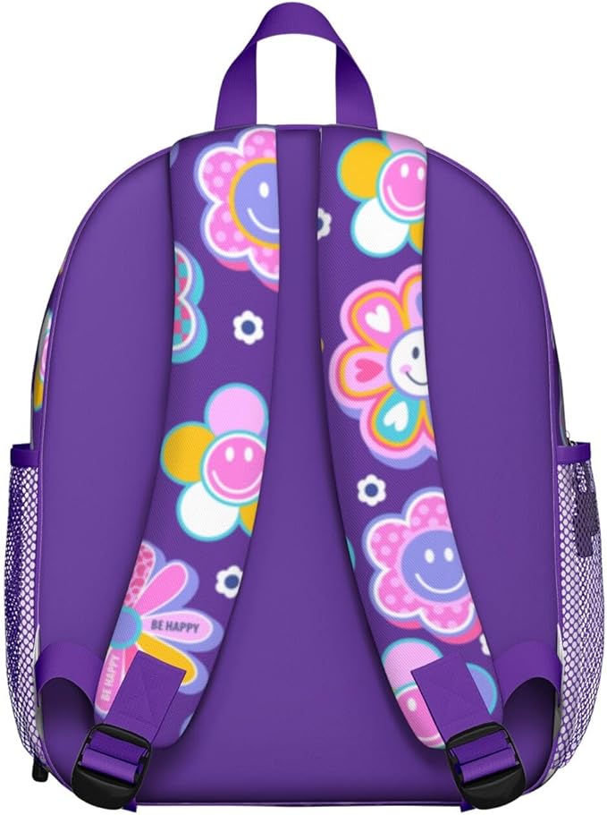 Toddler Backpack for Girls 3-8: Preschool Kindergarten Backpack - Cute Kids Backpacks for Girls-Purple Smile