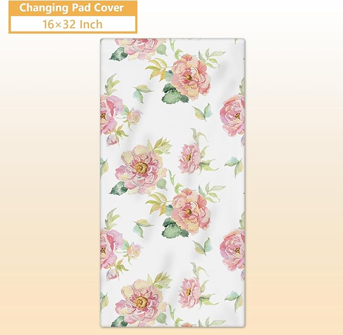 Custom Baby Bedding Set - 5 Pcs Customized Nursery Bedding Set with Name - Comfortable Double Layer Crib Sets for Girls Boys - Personalized Gifts for Infants Toddlers New Parents - Floral Bird