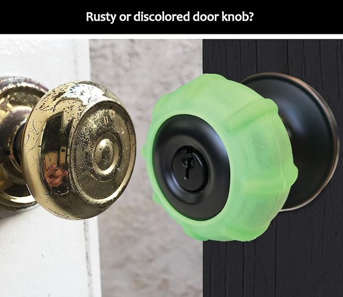 Enjoy Cover - 2 Pack Silicone Door knob Grips Maximum Grip Nonslip Arthritis & Senior Living Aids Grippy Easy Open Fits All Door Knob Universal Size Decorative (Neon Green)