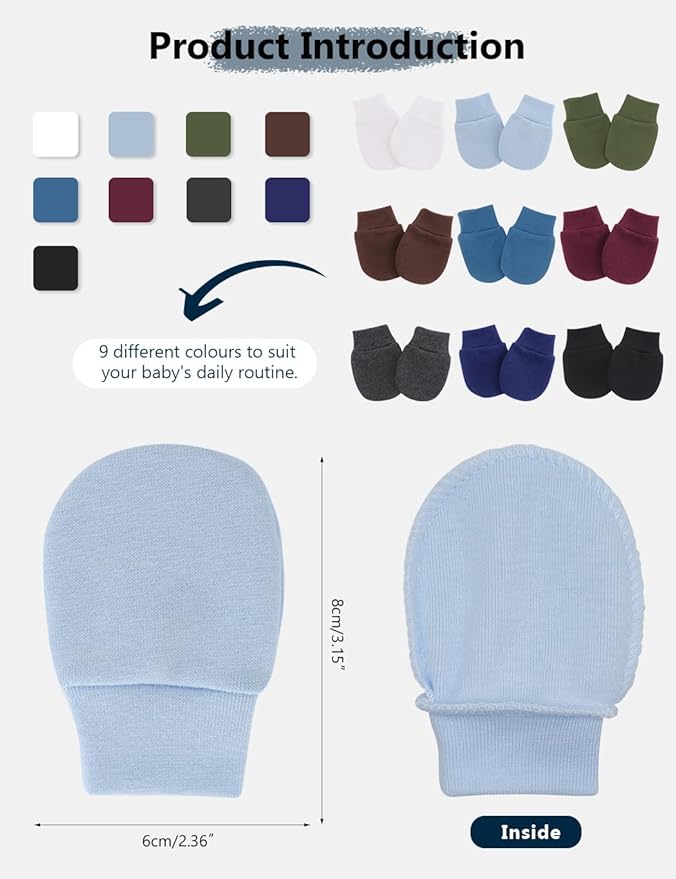 Cute Baby Mittens Newborn, No Scratch Baby Boy Mittens, Baby Girl Hat Gloves for Toddlers, Infant, Newborn