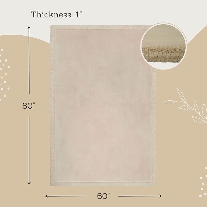 Premium Baby Play Mat 60”x 80” Beige – Cloud-Soft Coral Velvet Memory Foam Rug for Crawling & Play – Non-Slip, Water-Resistant, Care Tummy Time Mat – Non-Toxic Padded Playmat