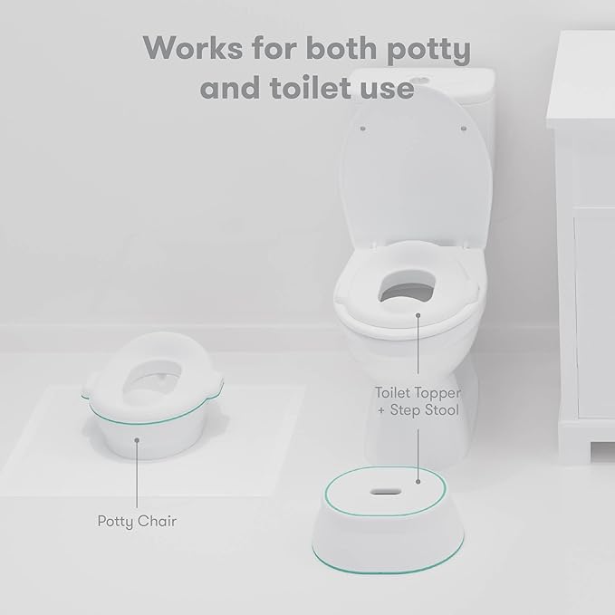 Frida Baby All-in-One Potty | Training Toilet with Toddler Potty Chair, Toilet Seat Topper, Toilet Step Stool, Sink Step Stool, Cleanup Essentials, and Professional Potty Guide