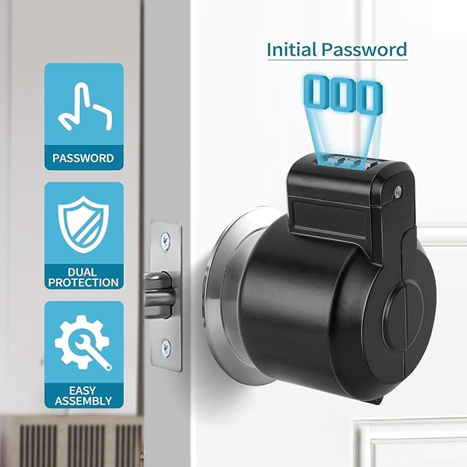 Door Knob Lock Combination Out Device Cover to The Doorknob/Faucet/Water Valve Hose Lock, Temporary Door Handle Combination Lock, Prevents Turning of Door Knob and Access to Keyhole