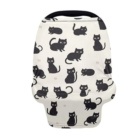 Binienty Cozy Car Seat Covers for Baby Boys Girls,Cartoon Cat Stretchy Infants Carseat Canopies Breathable Soft Infants Stroller Cover Baby Shower Gifts