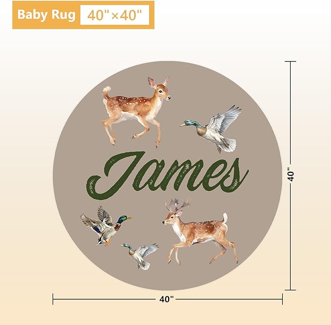 Custom Baby Crib Bedding Set, 5 Pcs Personalized Name Baby Crib Sets for Infant Toddler, Green Woodland Deer Nursery Bedding Set for Boys Girls, Double Layer Baby Bedding Sets Customized Gifts