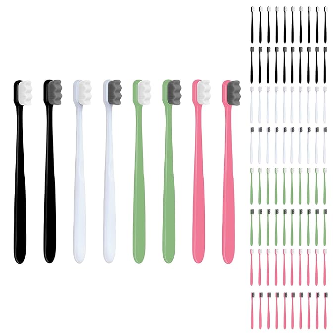 EasyHonor Extra Soft Toothbrush for Sensitive Gums, Micro-Nano Manual Toothbrush with 20000 Soft Floss Bristle for Pregnant Women, Elderly, Braces and Gum Recessions.(80PCS)