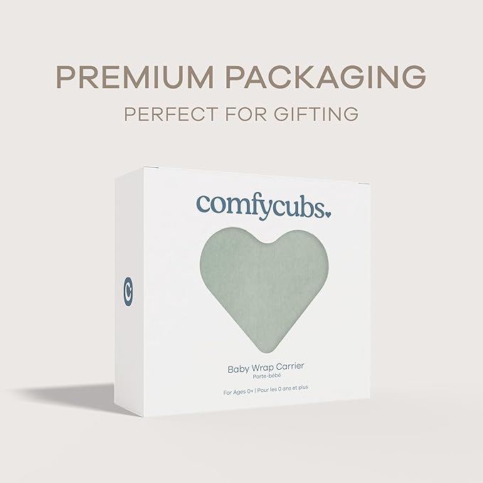 Comfy Cubs Baby Wrap Carrier - Soft & Secure Fit Cotton Blend Baby Carrier Newborn to Toddler - Hands-Free & Lightweight Infant Wrap - Adjustable, One Size Fits All Toddler Sling - Fern