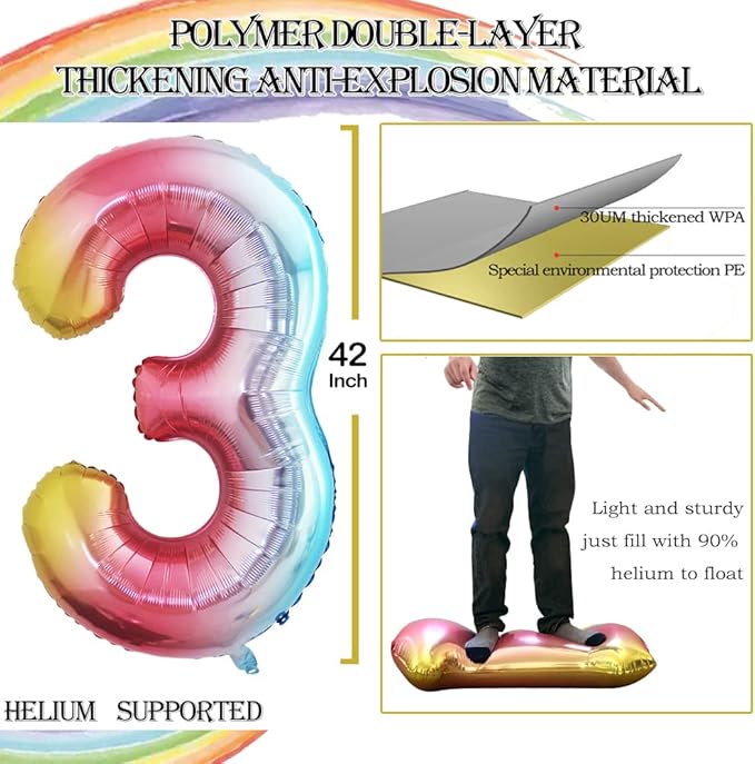 GOER Number 23 Balloons for 23rd Birthday Party Decorations,42 Inch Jumbo Foil Helium 32 Balloons for 32nd Birthday Party Decoration (Rainbow)