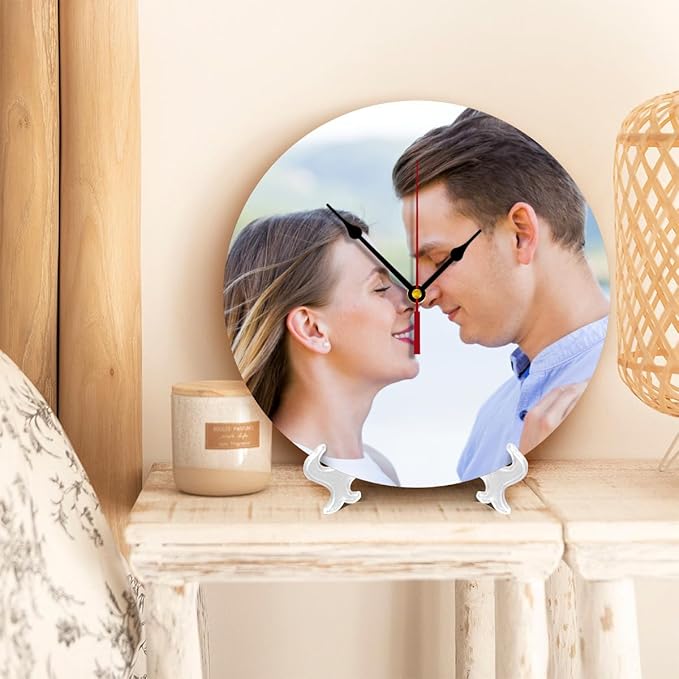 Generic Custom Clocks for Walls Personalized Clocks with Picture Customized Round Clock for Birthday Wedding Present Wedding Friend Family Lover, 10inch-25cm