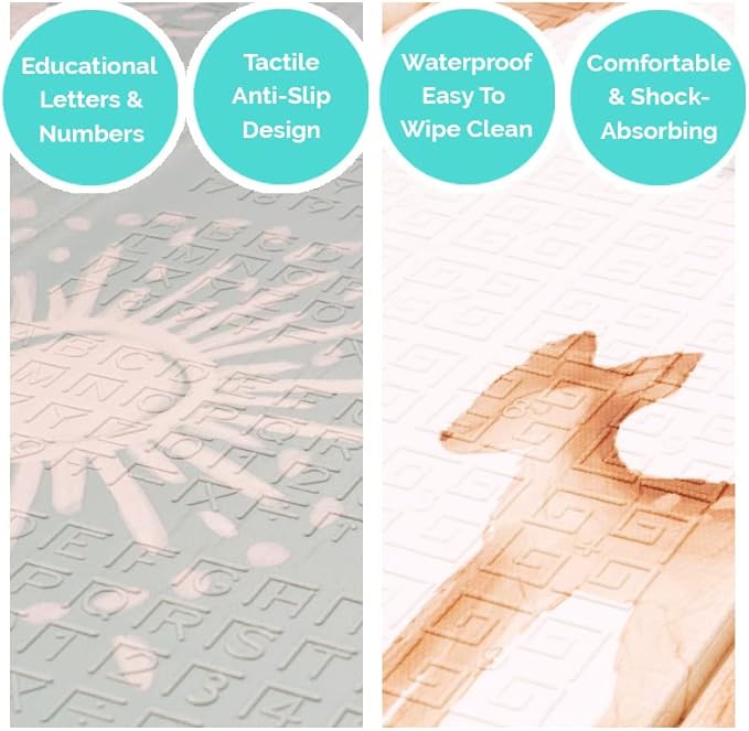 JumpOff Jo - Extra Large Waterproof Foam Padded Play Mat for Infants, Babies, Toddlers, Play Pens & Tummy Time, Foldable Activity Mat, 77 x 70 x 0.6 inches