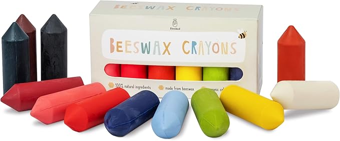 Beeswax Crayons 12 Vibrant Colors | 100% Natural & Eco-Friendly | Safe for Toddlers 1-3