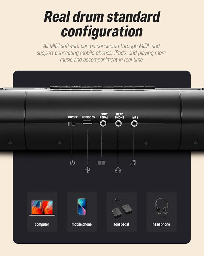 Donner Electric Drum Pad, 9 Pads Electronic Drum Set Roll Up Quiet Drum Pad Built-in Speaker, 40 Drum Lessons Included, Kids Holiday & Birthday Instrument Toys DED-20(SE)