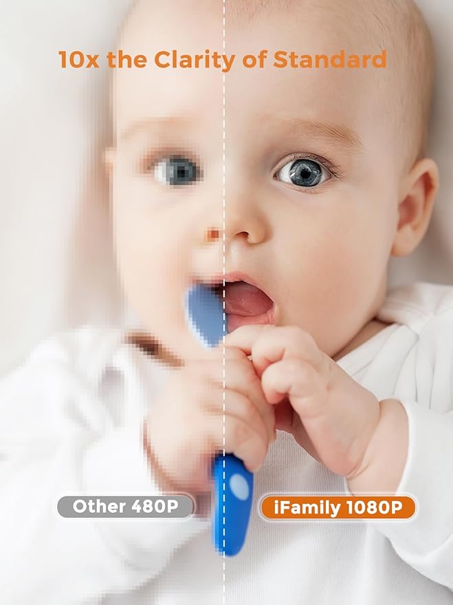 iFamily 7" Large Split Baby Monitor with 2 HD Cameras and Audio, 1080P HD Video Baby Monitor No WiFi,Hack Proof