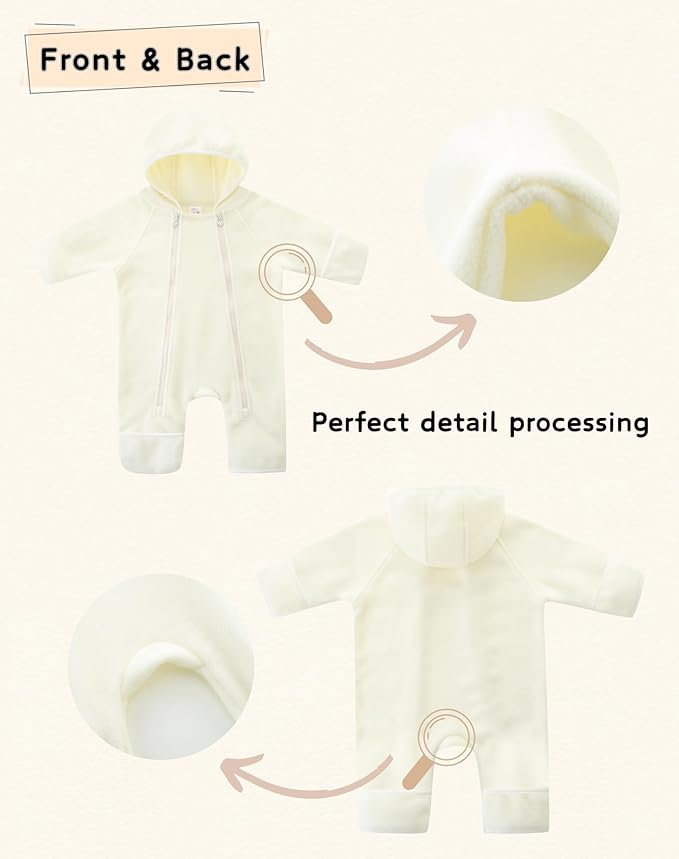 Newborn Baby Fleece Jumpsuit Girls Boys Winter Hooded Coverall Romper Cute Baby Snowsuit Clothes