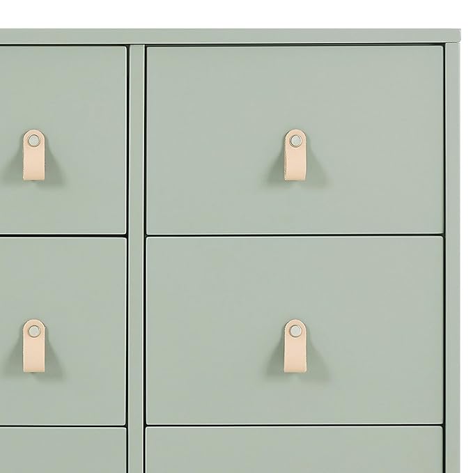 Delta Children babyGap Legacy 6 Drawer Dresser with Leather Pulls and Interlocking Drawers Greenguard Gold Certified, Sage Green w/Natural