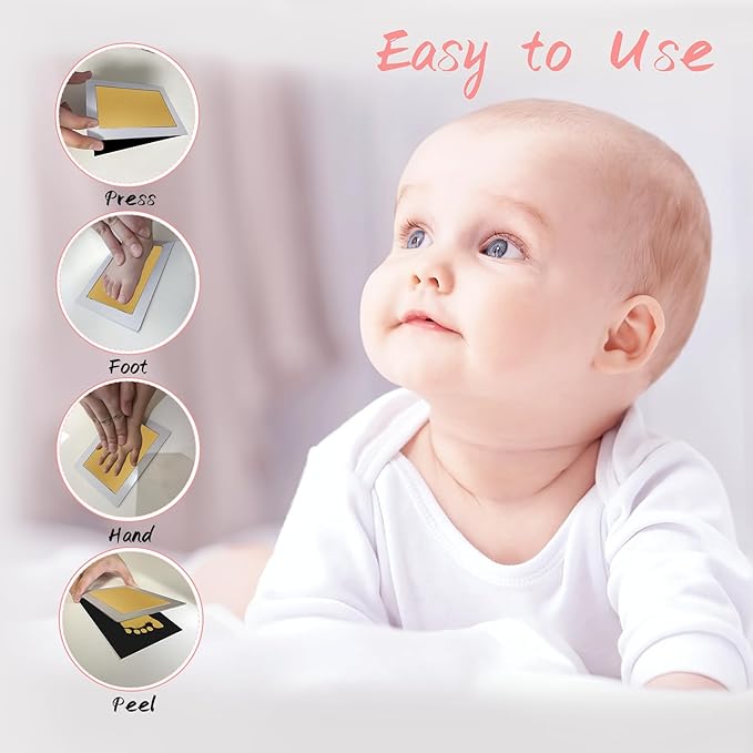 4-Pack Baby Footprint Kits,Inkless Hand and Footprint Kit,Clean Touch Baby Handprints and Footprints Kits,No Mess Ink Pad for Baby Hand and Footprints,Baby Shower Gifts for New Moms