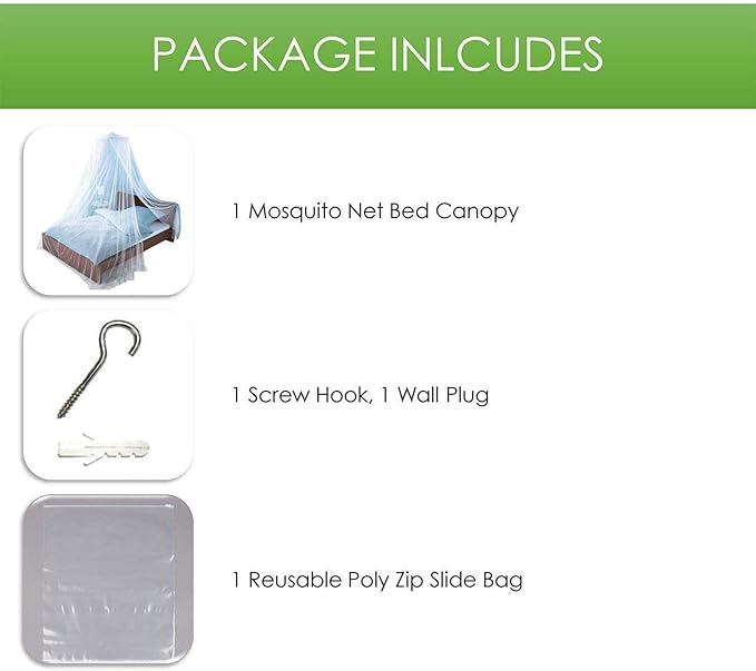 Mosquito Net, Bed Canopy Hanging Circular Curtain Netting for Single to King Size, Quick Easy Installation, Use to Cover The Baby Crib, Kid Bed, Girls Bed Or Full Size Bed