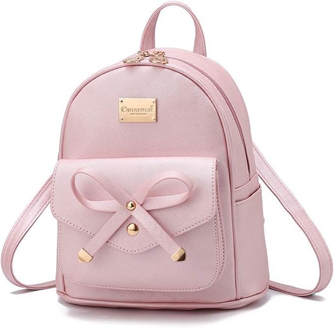 I IHAYNER Girls Bowknot Cute Leather Backpack Mini Backpack Purse for Women