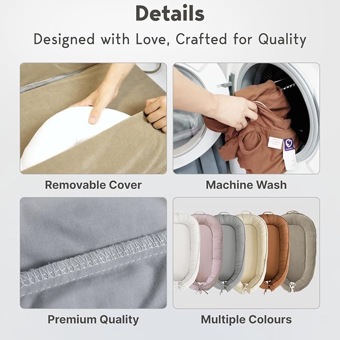 Infant Lounger, Baby Nest Cover for Baby Girls & Boys, Newborn Essentials for Baby 0-12 Months, 100% Cotton Breathable (Fields of Rye, Corduroy)