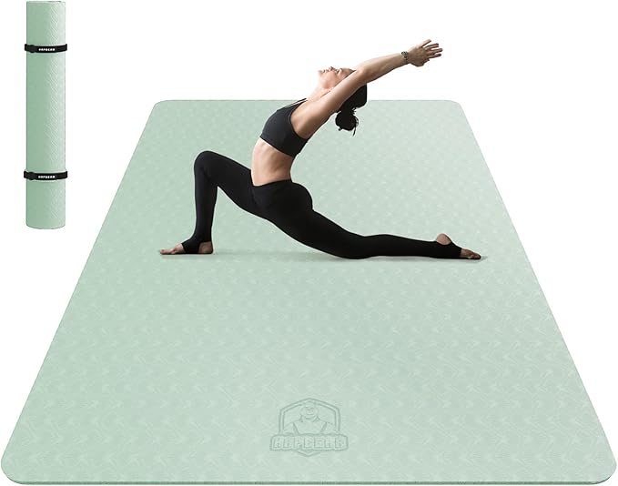 HAPBEAR Extra Large Yoga Mat - 72"x48"/78"x54", 1/4" & 1/3" Thick, Non-Slip, Durable, Eco-Friendly, Wide Exercise Mat for Home Workouts, Yoga, Pilates, Stretching, Meditation (Barefoot Exercise)