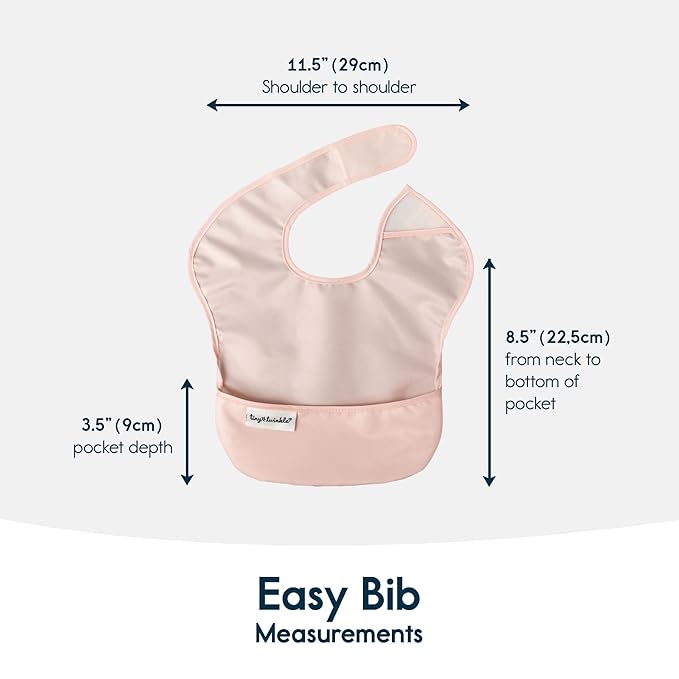 Tiny Twinkle Mess Proof Baby Bibs for Eating - Waterproof, Wipeable Bibs - Toddler Bibs - Travel Friendly - PFAS, PVC, BPA, Phthalate Free - Baby Food Bibs(5 Pack, Girl Spring)