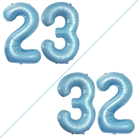 GOER Number 23 Balloons for 23rd Birthday Party Decorations,42 Inch Jumbo Foil Helium 32 Balloons for 32nd Birthday Party Decoration (Light Blue)