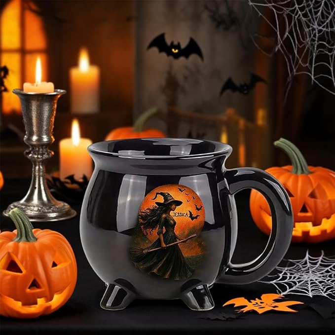 Custom Witch Cauldron Mug, Personalized Witches Brew Halloween Coffee Mug, Halloween Mugs Gifts For Women, Besties, Family, Witches Cauldron, Witch Coffee Mug, Witchy Gifts For Women (1PC)