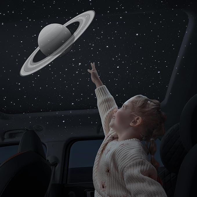 Car Star Projector with Air Freshener, Ceiling Ambient Light with 6 Scents, Auto On/Off, Vent Clip Accent Light with Diffuser(Saturn)