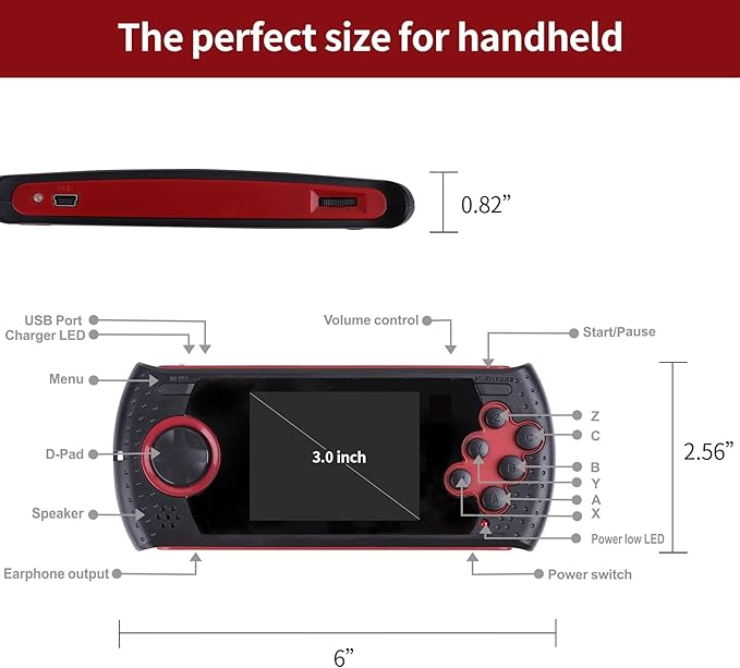 16 Bit Handheld Game for Kids Built-in 230 HD Classic Retro Video Games USB Rechargeable 3.0 Inch Childrens Travel Electronics Toys Portable Gaming Player System Gift for Boys Girls Ages 4-8-12