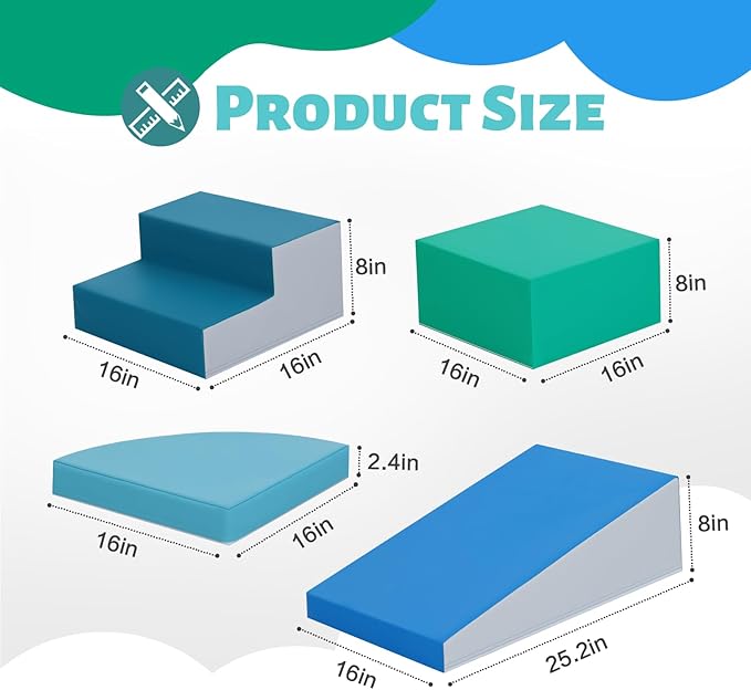 6-Piece Soft PU Leather Toddlers Climbing Toys, Indoor Climb and Crawl Activity Play Set, Foam Play Gym Climbing Structures for Toddlers 3, Baby Foam Blocks for Toddler