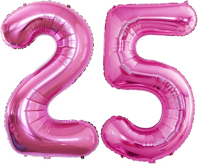 GOER Number 25 Balloons for 25th Birthday Party Decorations,42 Inch Jumbo Foil Helium 52 Balloons for 52nd Birthday Party Decoration (Hot Pink)
