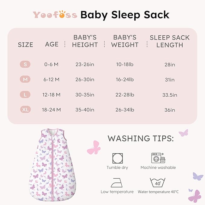 Yoofoss Baby Sleep Sack 6-12 Months, 1.5 Tog Baby Wearable Blanket with 2-Way Zipper, 100% Cotton Organic Fabric Winter Infant Sleeping Sack, Warm Soft Comfy