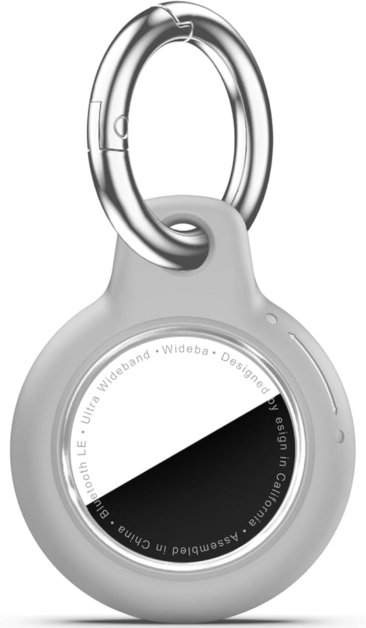 Upgrade Waterproof Airtags Holder with Apple Airtags Keychain, Hard PC Air Tag Case, Anti-Scratch & Shock Air tag Holder,Men's Women's Keyrings & Keychains, for Dog,Car Key,Luggage -Grey