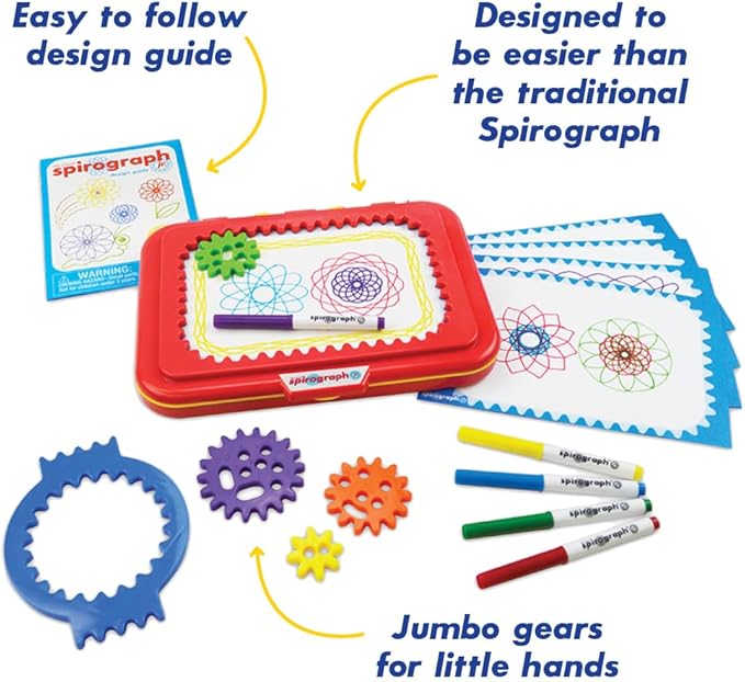 Spirograph Jr. — Jumbo Sized Gears Classic Retro Toy For Spiral Drawing Art Design Toy Kit for Smaller Hands — For Kids Ages 3 and Up