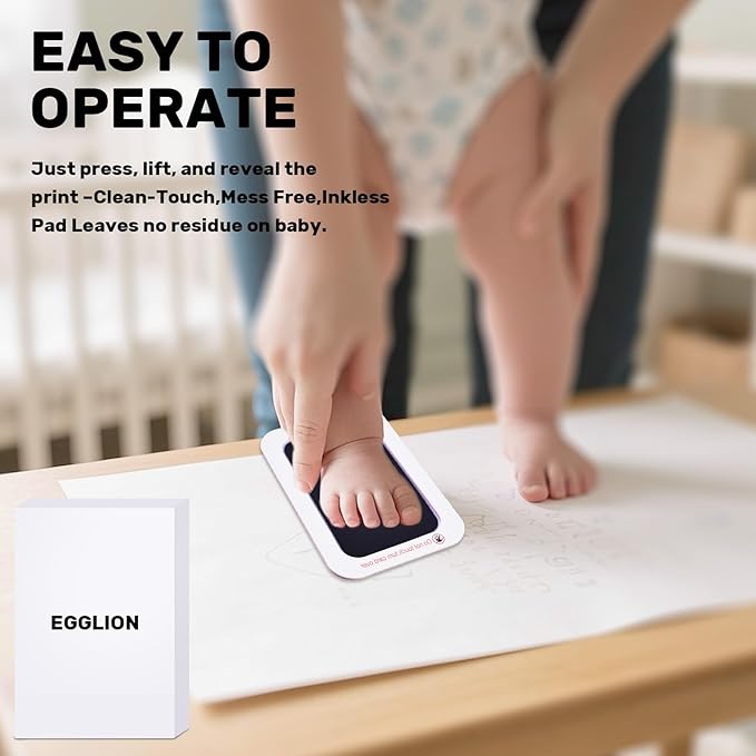 Inkless Baby Hand and Footprint Kit with Mess-Free Ink Pad – Baby Safe Ink Pad for Hand, Foot & Paw Prints – Newborn Footprint & Paw Print Kit for Dogs and Cats – 16 Cards(Jet Black, Jumbo)
