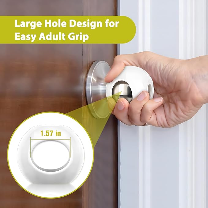 Child Proof Door Knob Covers 6 Pack Door Knob Safety Cover for Kids to Keep Kids from Opening Doors Baby Proof Door Knob Covers 2.7 Inch Large Diameter Child Safety Door Knob Cover Fit More Round Knob
