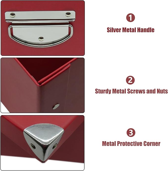 GUOZI Collapsible Storage Box, Decorative Memory Box with Lid & Metal Reinforced Corners, Cardboard File Bin with Handles, Organizer Gift Box for Keepsake Toy Photos Office Nursery Wardrobe Bookshelf