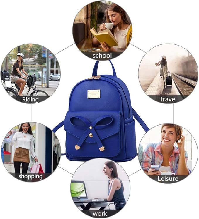 I IHAYNER Girls Bowknot Cute Leather Backpack Mini Backpack Purse for Women